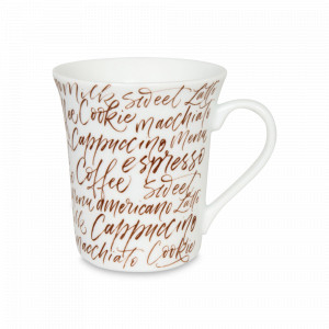 Кружка «Кофейная экскурсия», 410 мл, фарфор, белый, декор, KOENITZ, Германия, Большие кружки