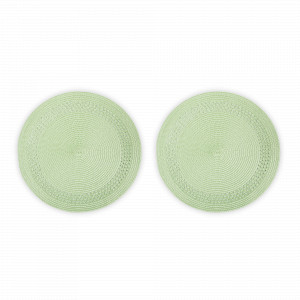 Набор из 2-х подстановочных круглых салфеток, 38 см, полипропилен, зеленый, серия Patio, WO HOME, Германия, Салфетки подстановочные