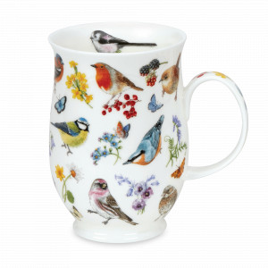 Кружка «Парк птиц Зарянка», 310 мл, костяной фарфор, декор, серия Suffolk, DUNOON, Великобритания, Кружки фарфоровые 300 мл.