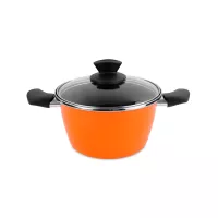 Кастрюля с крышкой, 20 см, сталь, стеклоэмаль, оранжевый, серия Valencia 21, VITRINOR, Испания, 