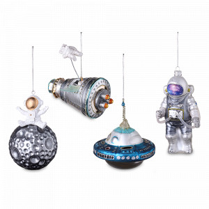 Набор из 4-х ёлочных украшений Cosmic Saga, стекло, серия New Year Essential, TKANO, Россия, Декор для дома TKANO