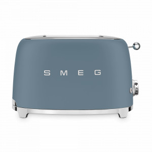 Тостер на 2 хлебца, нержавеющая сталь, пластик, 19,8 x 3,1 x 19,5 см, синий шторм, SMEG, Италия, SMEG (Италия)