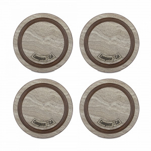 Набор подставок под кружку Бирдекель, 4 шт., диам. 95 мм, травертин капучино, подарочная коробка, серия Fashion, ComposeEat, Россия, Наборы бирдекелей