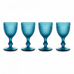 Набор бокалов для вина, 4 предмета, 280 мл, стекло, голубой, серия Bicos Blue, VISTA ALEGRE, Португалия, Бокалы для белого вина