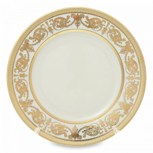 Блюдо круглое Creme Gold, 32 см, фарфор, кремовый, золотой, серия Imperial, FALKENPORZELLAN, Германия, Блюда из фарфора