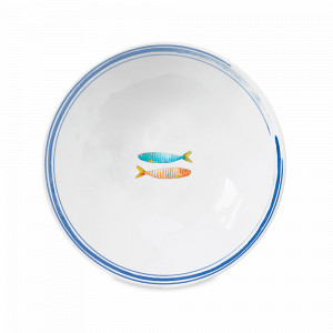 Тарелка суповая, 20 см, фарфор, белый, декор, серия Морской берег, EASY LIFE (R2S), Италия, Тарелки суповые белые