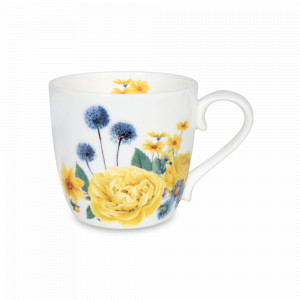 Кружка «Желтые розы», 425 мл, фарфор, белый, декор, KOENITZ, Германия, Большие кружки