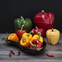 Банка для хранения «Перец», 11,5 см, керамика, зеленый, серия Перец, Bordallo Pinheiro, Португалия_00801880065801448158.jpg