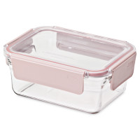 Контейнер прямоугольный стеклянный, 1.02 л, стекло, розовый, GLASSLOCK, Корея