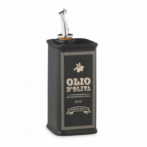 Бутылка для масла, 20 х 7 см,  0,25 л,  керамика, черный, серия Oliere Vintage, NUOVA CER, Италия, Oliere Vintage NUOVA CER