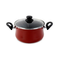 Кастрюля с крышкой, 18 см, 2.5 л, сталь, стеклоэмаль, красный, серия Authentique Burgundy, VITRINOR, Испания