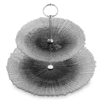 Этажерка двухъярусная, 21 х 28 см, стекло, металл, серебристый, серый, серия Avila, ANNA LAFARG, Китай, 