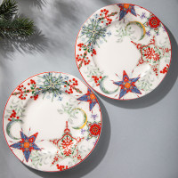 Набор из 4-х тарелок десертных, 20.5 см, фарфор, белый, декор, серия Счастливая Звезда, MIX&MATCH HOME, Китай_00817830056605186818.jpg