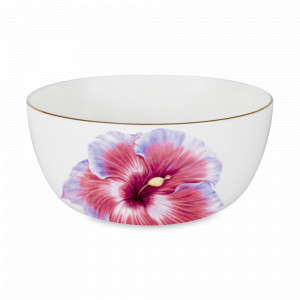 Салатник Гибискус Flowers, 14 см,  750 мл, костяной фарфор, белый, декор, серия Emily, ANNA LAFARG, Китай, Китайский фарфор