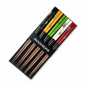 Набор из 5-ти пар палочек для еды, 22.5 см, дерево, коричневый, декор, ROOMERS TABLEWARE, Нидерланды, Палочки для суши