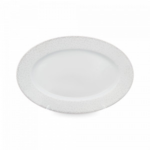 Блюдо овальное, 22 х 17 см, фарфор, белый, декор, серия Жемчуг, REPAST, Чехия, Блюда сервировочные REPAST