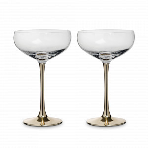 Набор из 2-х бокалов-креманок для шампанского, 270 мл, стекло, золотистая ножка, серия Ravello, ANNA LAFARG, Китай, Свадебные бокалы