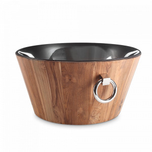 Емкость для охлаждения бутылок SHINY NICKEL, 52 см, тиковое дерево, металл, бежевый, ROOMERS FURNITURE, Нидерланды, ROOMERS FURNITURE (Нидерланды)