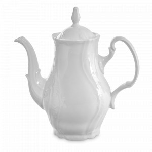 Кофейник с крышкой, 1.2 л, фарфор, белый, золотой, серия Белый узор, BERNADOTTE, Чехия, Белый узор BERNADOTTE