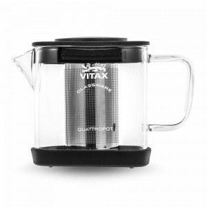 Чайник наплитный заварочный с фильтром Thirlwall, 600 мл, боросиликатное стекло, нержавеющая сталь 18/10, черный, VITAX, Великобритания, Чайники наплитные