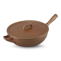 Сковорода с керамической крышкой, 28 см, 2,5 л, керамика, медный, серия Hammered, CERAFLAME, Бразилия