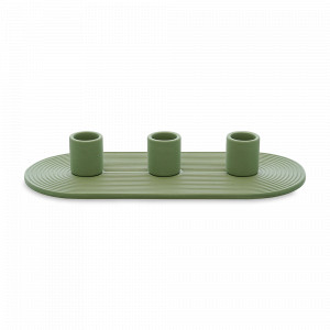 Подсвечник для 3 свечей, 24 х 10.5 см, керамика, оливковый, серия Essential, TKANO, Россия, Подсвечники и канделябры