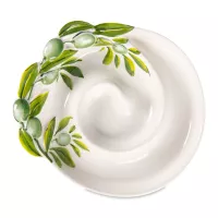 Блюдо круглое, 17 см, керамика, белый, зеленый, серия Оливки, EDELWEISS, Италия, 