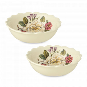 Набор из 2-х суповых тарелок, 20,5 см, керамика, белый, декор, серия Petali Di Primavera, NUOVA CER, Италия, Тарелки суповые белые