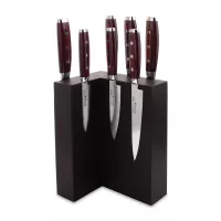 Набор из 7-и кухонных ножей на подставке из дуба, серия GOU 161, YAXELL, Япония, 