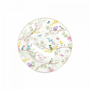 Тарелка закусочная, 19 см, фарфор, белый, декор, серия Пение птиц, EASY LIFE (R2S), Италия, Тарелки закусочные фарфоровые