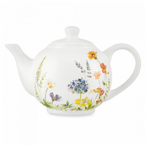 Чайник заварочный, 1 л, керамика, белый, декор, серия Полевые цветы, DECOR DE TABLE, Россия, Заварочные чайники прованс