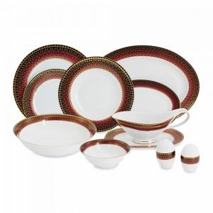 Сервиз столовый на 6 персон Бухара, 27 предметов, фарфор, мультиколор, серия Midori, ANNA LAFARG, Китай, Наборы обеденных тарелок