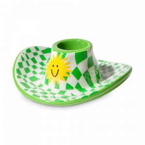 Подсвечник на одну свечу Cowboy Hat, 4 см, керамика, зелёный, серия Rodeo, DOIY, Испания, Подсвечники и канделябры