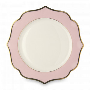 Тарелка обеденная Rosa, 28 см, костяной фарфор, позолота, розовый, серия Ionica, LE COQ, Италия, Итальянский фарфор