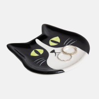 Поднос декоративный, 10 х 10 см, керамика, черный, белый, серия Cat, DOIY, Испания_00822820052726009812.jpg