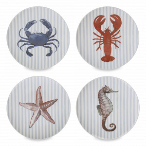 Набор из 4-х закусочных тарелок Aquarium, 22 см, керамика, мультиколор, серия Sea treasures, TKANO, Россия, Тарелки десертные