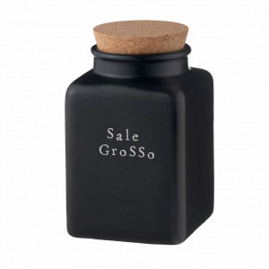 Банка для хранения соли с крышкой, 18.5 см, керамика, черный, декор, серия Nero Easy, NUOVA CER, Италия, Красивые банки для сыпучих продуктов