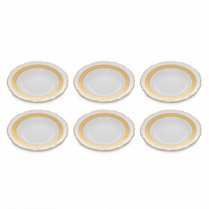 Набор из 6-ти суповых тарелок Матовая полоса, 23 см, фарфор, белый, золотой, серия Мария-Тереза, REPAST, Чехия, Тарелки REPAST