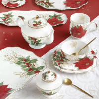 Сахарница , 250 мл, фарфор, белый, декор, серия Пуансеттия и ягоды, EASY LIFE (R2S), Италия_00814210052600549252.jpg