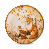 Тарелка обеденная «Лисички», диаметр: 27 см, материал: керамика, цвет: декор, серия Сосновый лес, Certified International, США