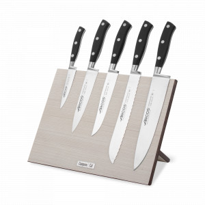 Набор кухонных ножей, 5 штук, на магнитной композитной подставке ComposeEat (светлое дерево),серия Riviera, ARCOS, Испания, Набор ножей накири