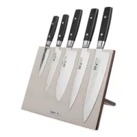 Набор кухонных ножей, 5 штук, на магнитной подставке ComposeEat (белая), серия Zen, YAXELL, Япония, 