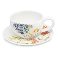 Пара чайная, 320 мл, керамика, белый, декор, серия Полевые цветы, DECOR DE TABLE, Россия