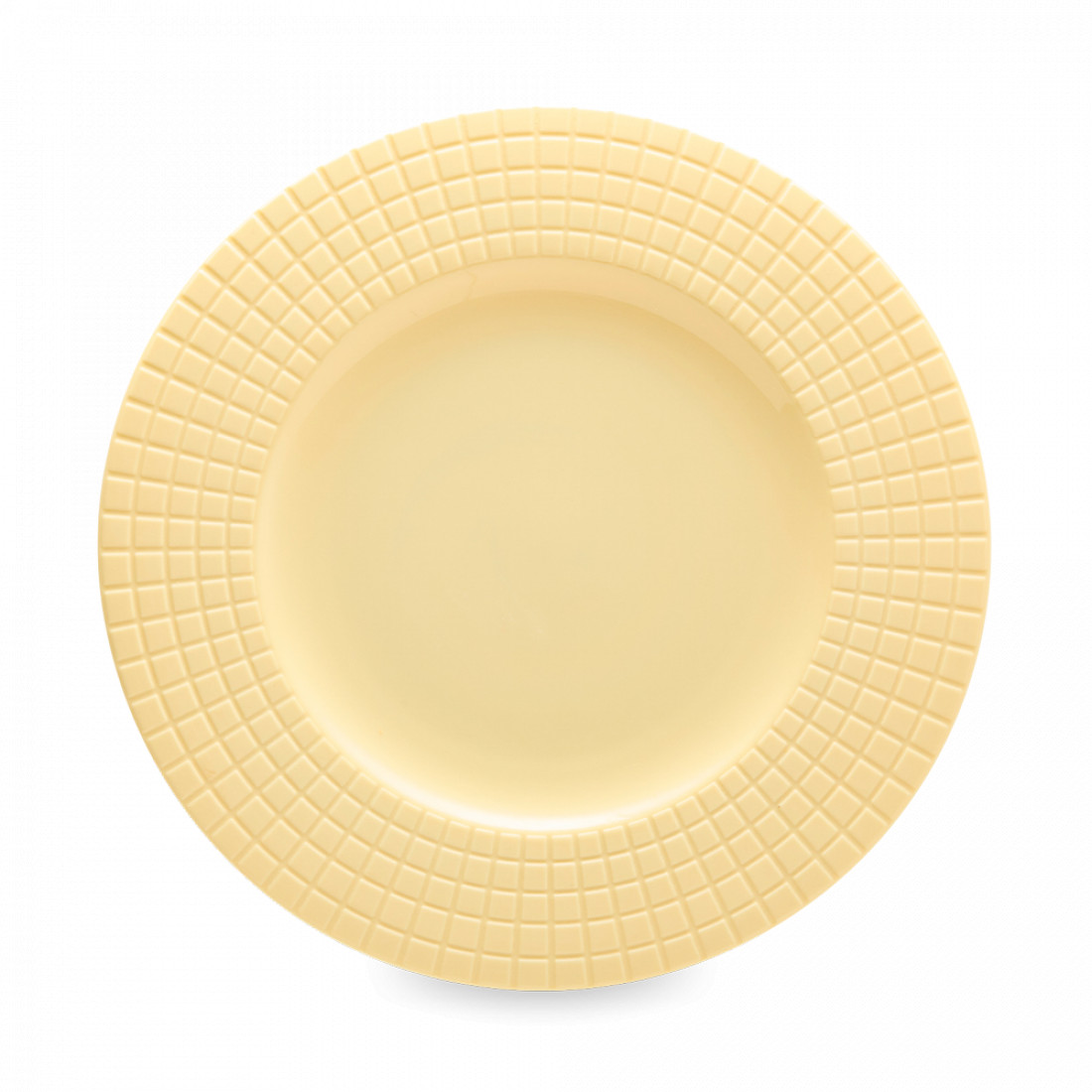 Тарелка обеденная, 27 см, фарфор, желтый, рельеф, серия Луч, DECOR DE TABLE, Россия