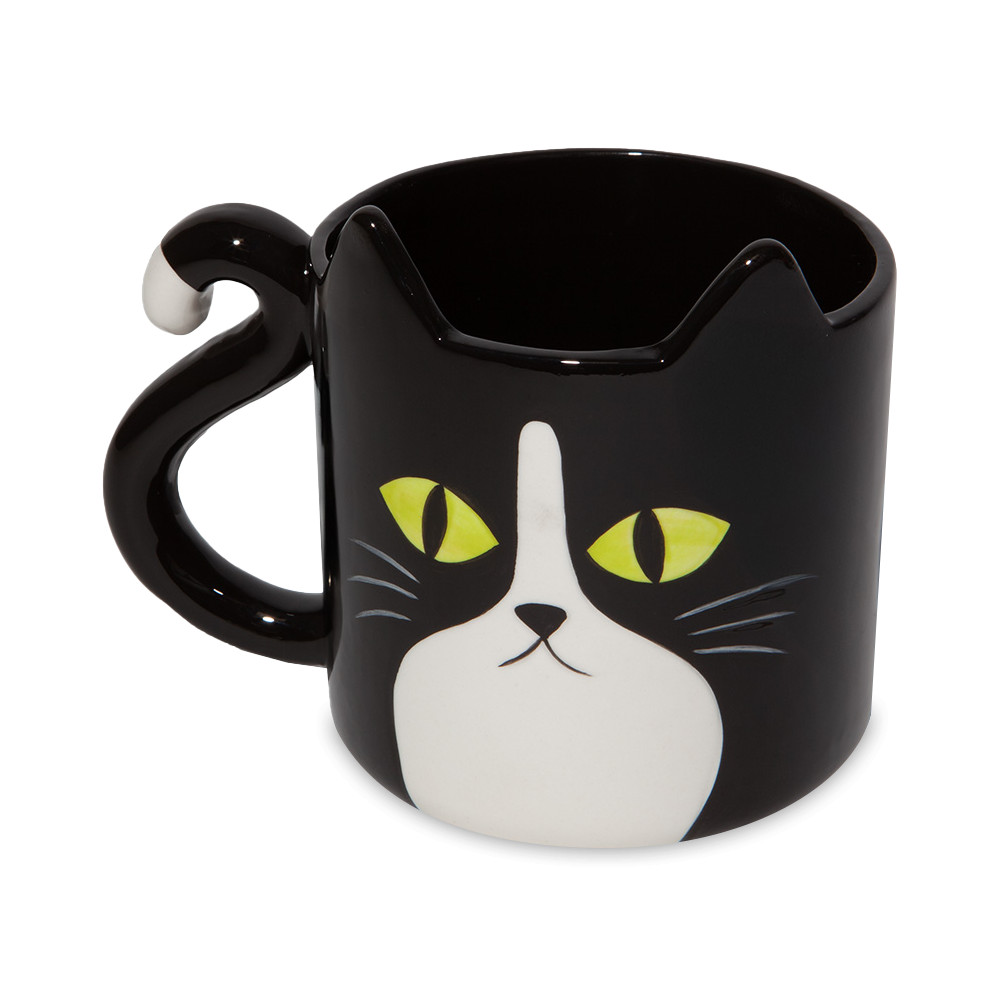 Кружка 3D, 480 мл, керамика, черный, белый, серия Cat, DOIY, Испания
