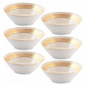 Набор из 6-ти салатников Brown Gold, 19 см, фарфор, коричневый, золотой, серия Constanza Agadir, FALKENPORZELLAN, Германия, Наборы фарфоровых салатников