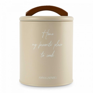 Банка для сыпучих продуктов, 1 л, металл/дерево, бежевый, серия Retro, ANNA LAFARG, Китай, Retro ANNA LAFARG