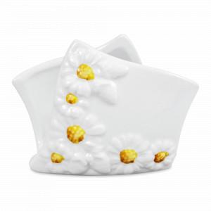 Салфетница , 5 х 5 х 8 см, керамика, белый, декор, серия Маргаритка, EDELWEISS, Италия, Скидки -30% на керамику EDELWEISS