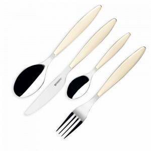 Набор столовых приборов на 6 персон, 24 предмета, нержавеющая сталь, пластик ABS, бежевый, серия Feeling, GUZZINI, Италия, GUZZINI (Италия)