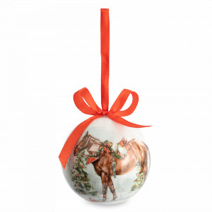 Украшение новогоднее - шар Три коня, 8 см, пенопласт, белый, декор, серия Horse, ANNA LAFARG, Китай, Horse ANNA LAFARG